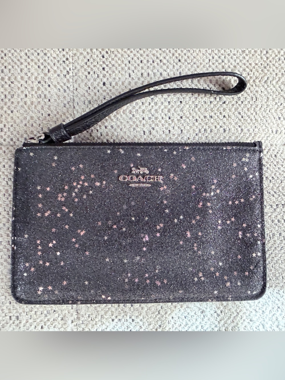 Coach Black Glitter Star Wristlet
